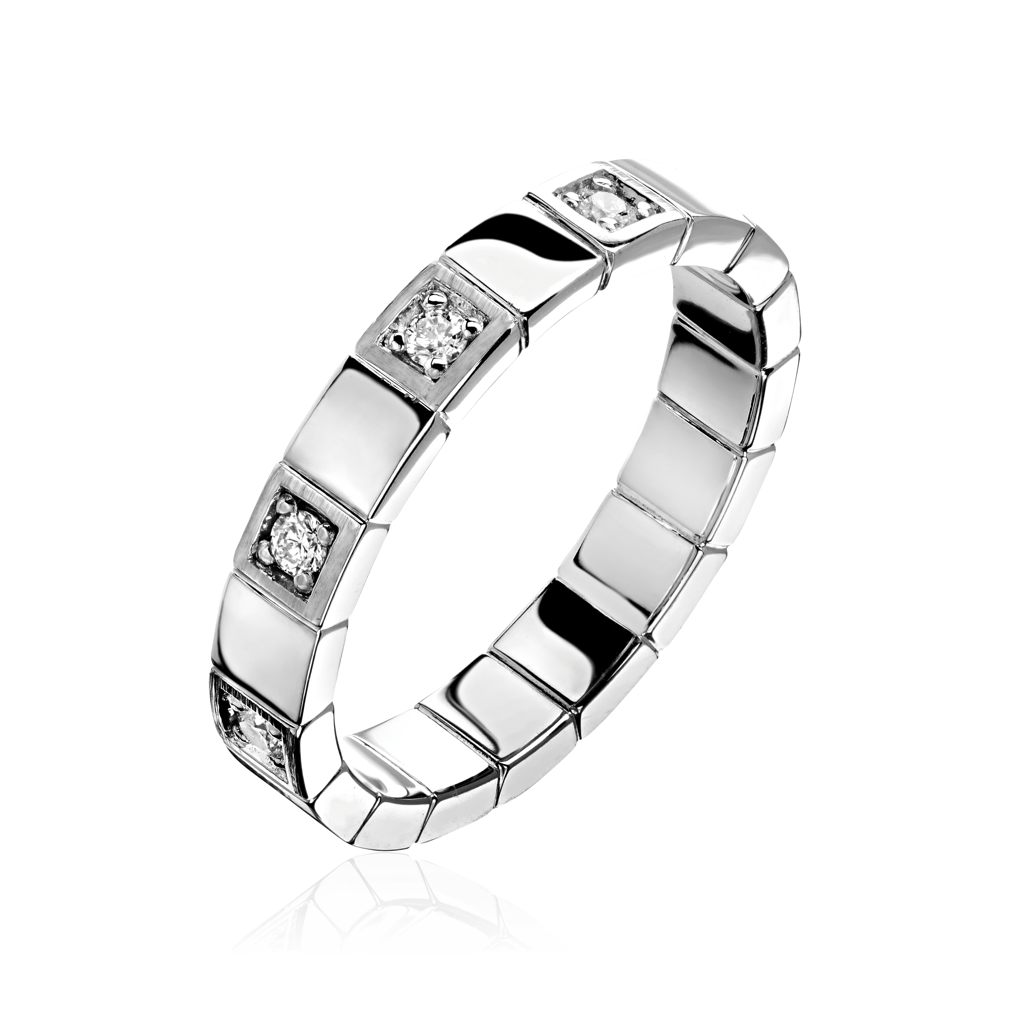 Обручальное кольцо с бриллиантами из белого золота 585 пробы (арт. 94031)