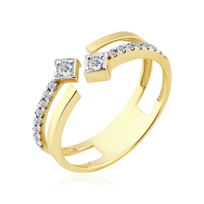 Кольцо с бриллиантами из желтого золота 585 (арт. 86877)