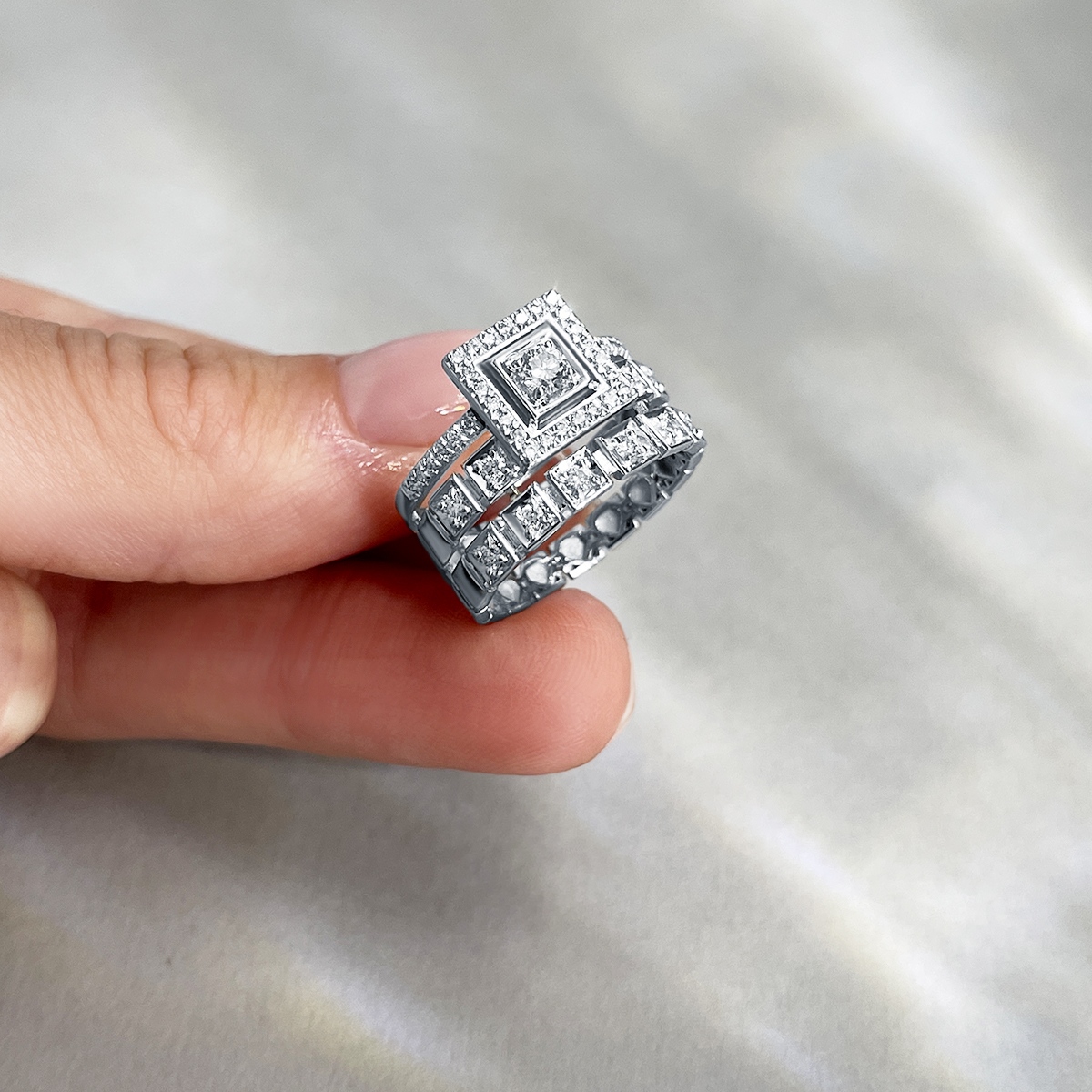 Кольцо с бриллиантами из белого золота 585 пробы, фото № 4