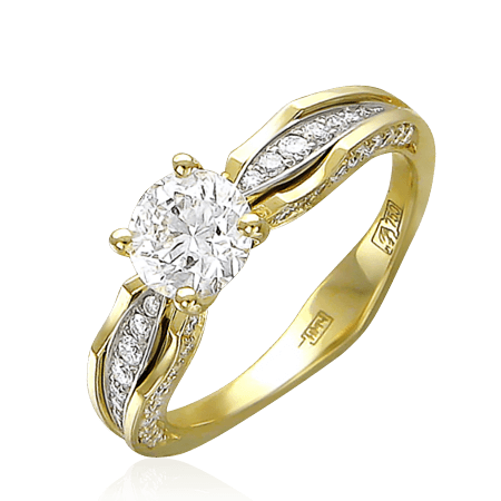 Кольцо с бриллиантами из желтого золота 750 пробы (арт. 42123)