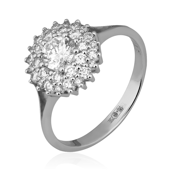 Кольцо с бриллиантами из белого золота 750 (арт. 76579)