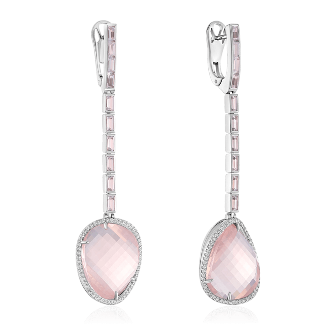 Серьги Баку с топазом, кварцем из белого золота 585 пробы (арт. 128931)
