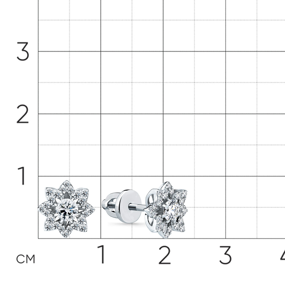 Серьги с бриллиантами из белого золота 585 пробы, фото № 2