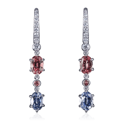 Серьги с шпинелью, бриллиантами из белого золота 750 пробы (арт. 64211)