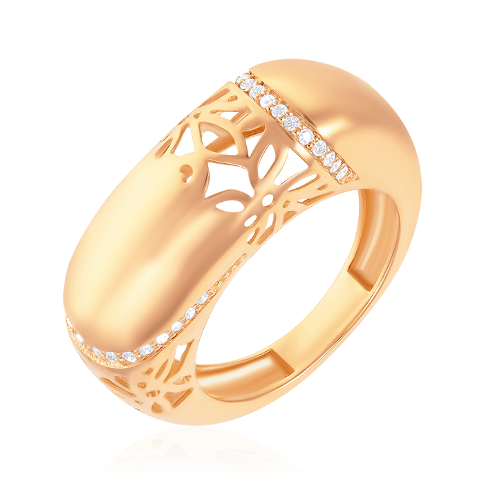 Кольцо с бриллиантами из красного золота 585 (арт. 51673)