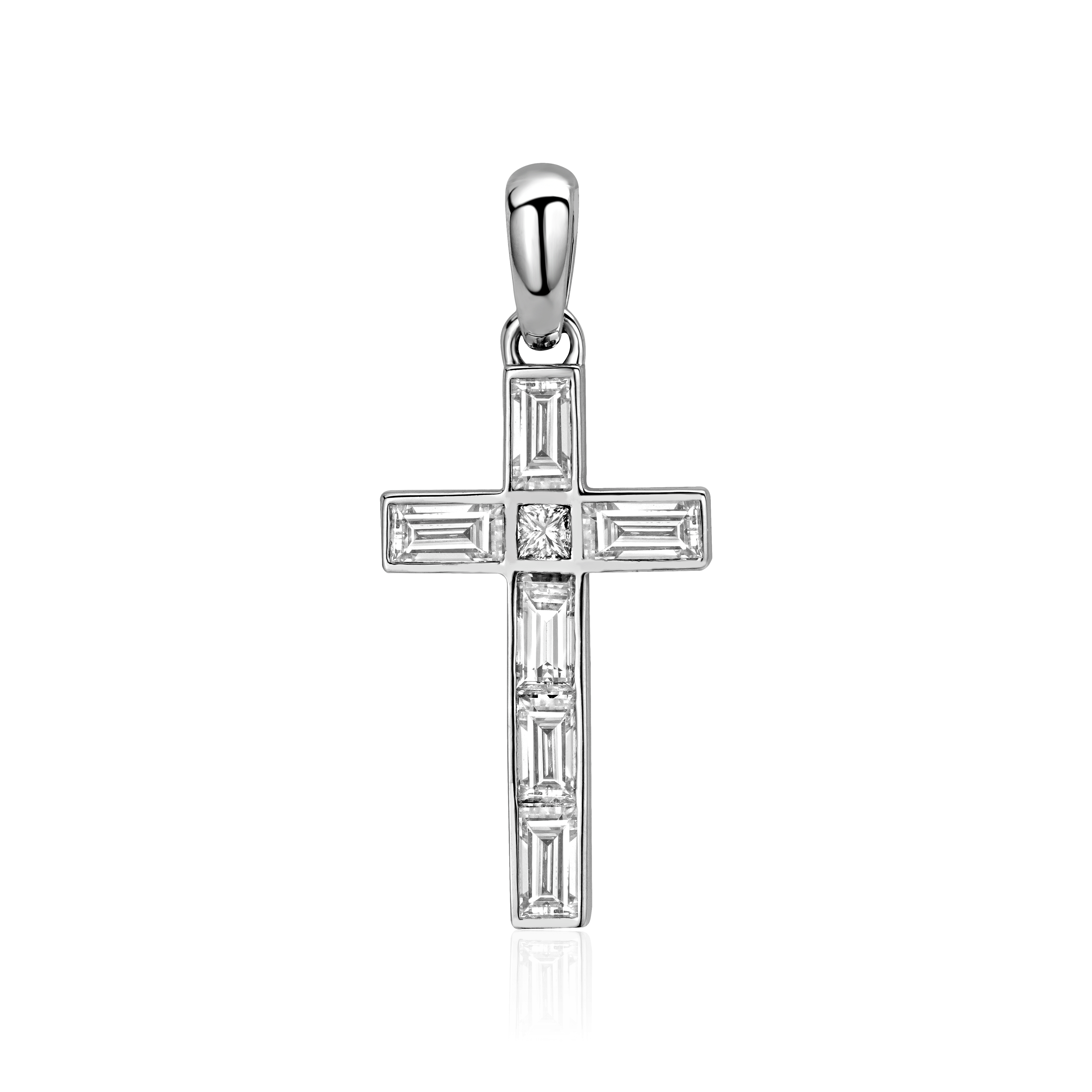 Крест с бриллиантами из белого золота 585 пробы (арт. 98588)