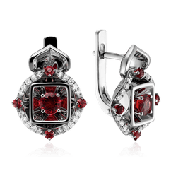 Серьги с сапфиром, бриллиантами из белого золота 585 пробы (арт. 50603)