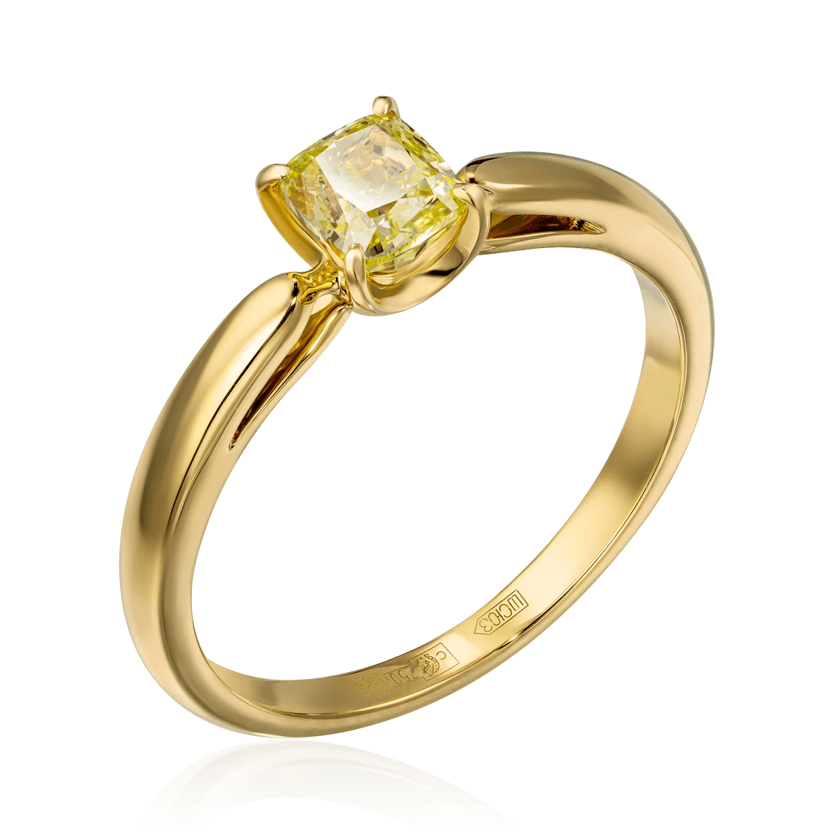 Кольцо с 1 бриллиантом из желтого золота 750 пробы (арт. 100372)