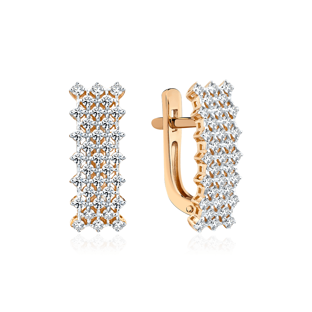 Серьги с бриллиантами из красного золота 585 пробы (арт. 118460)