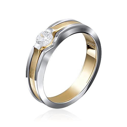 Кольцо с 1 бриллиантом из комбинированного золота 585 (арт. 78304)