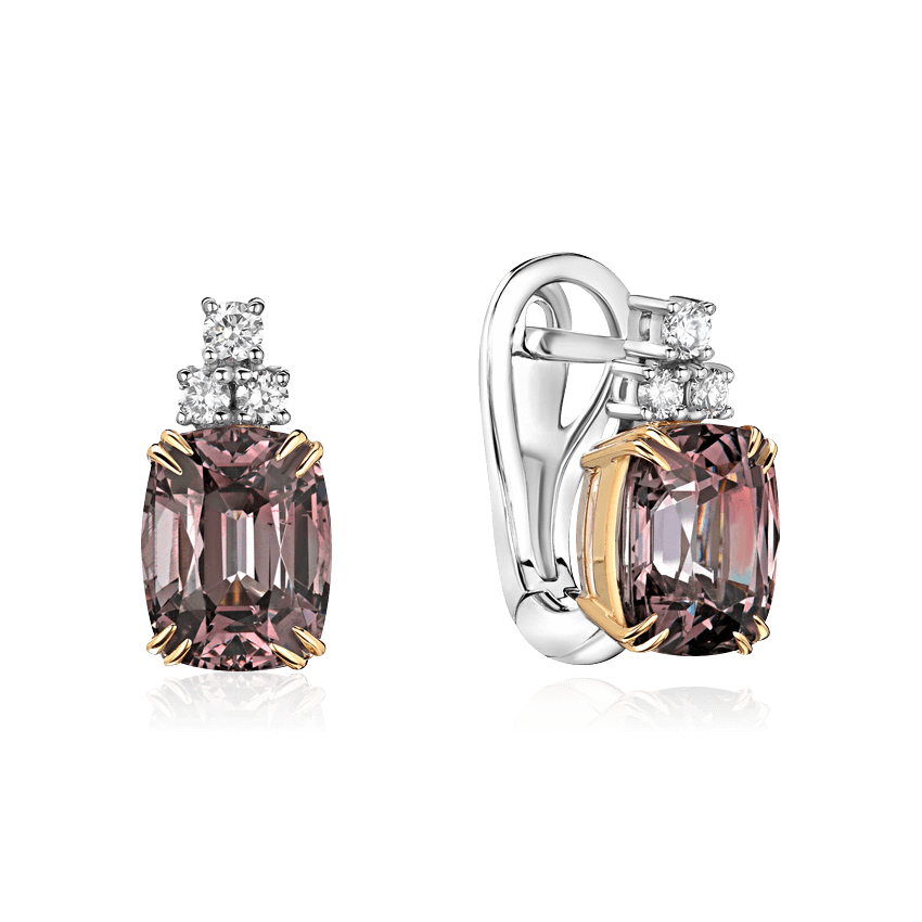 Серьги с бриллиантами, шпинелью из белого золота 750 пробы, фото № 1