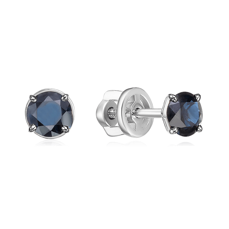 Серьги с сапфиром из белого золота 585 пробы (арт. 129540)