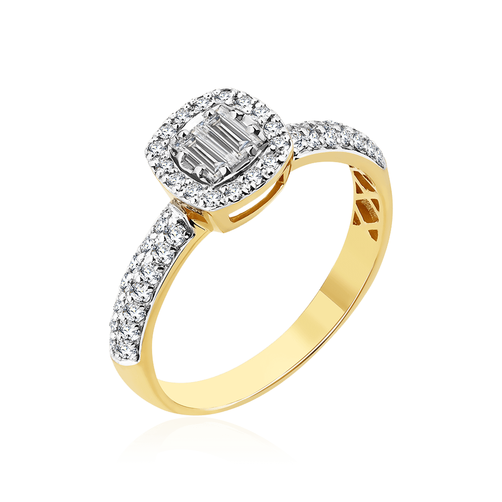 Кольцо с бриллиантами из желтого золота 585 пробы (арт. 102836)