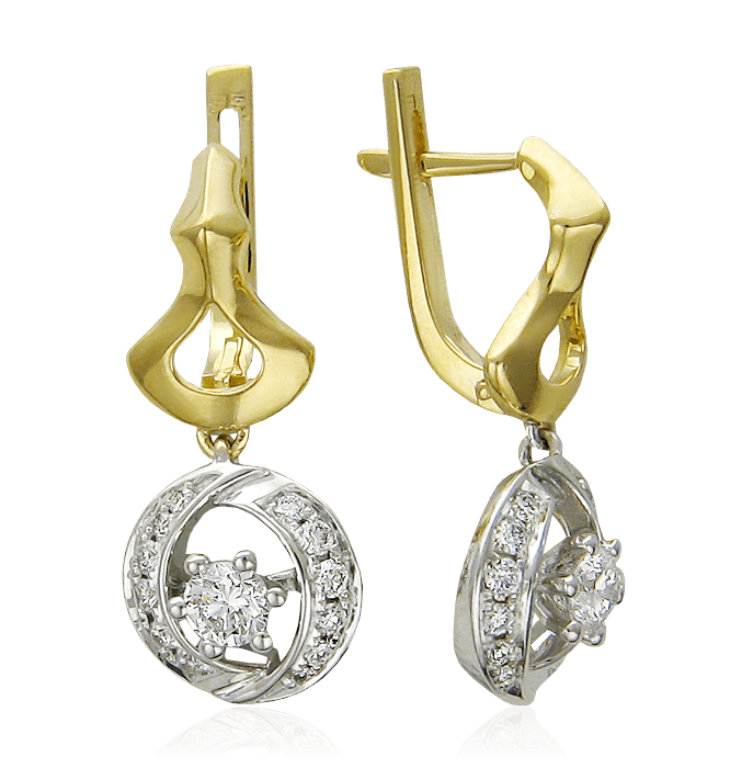 Серьги с бриллиантами из комбинированного золота 750 пробы (арт. 14836)
