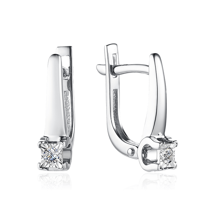 Серьги с бриллиантами из белого золота 585 пробы, фото № 1
