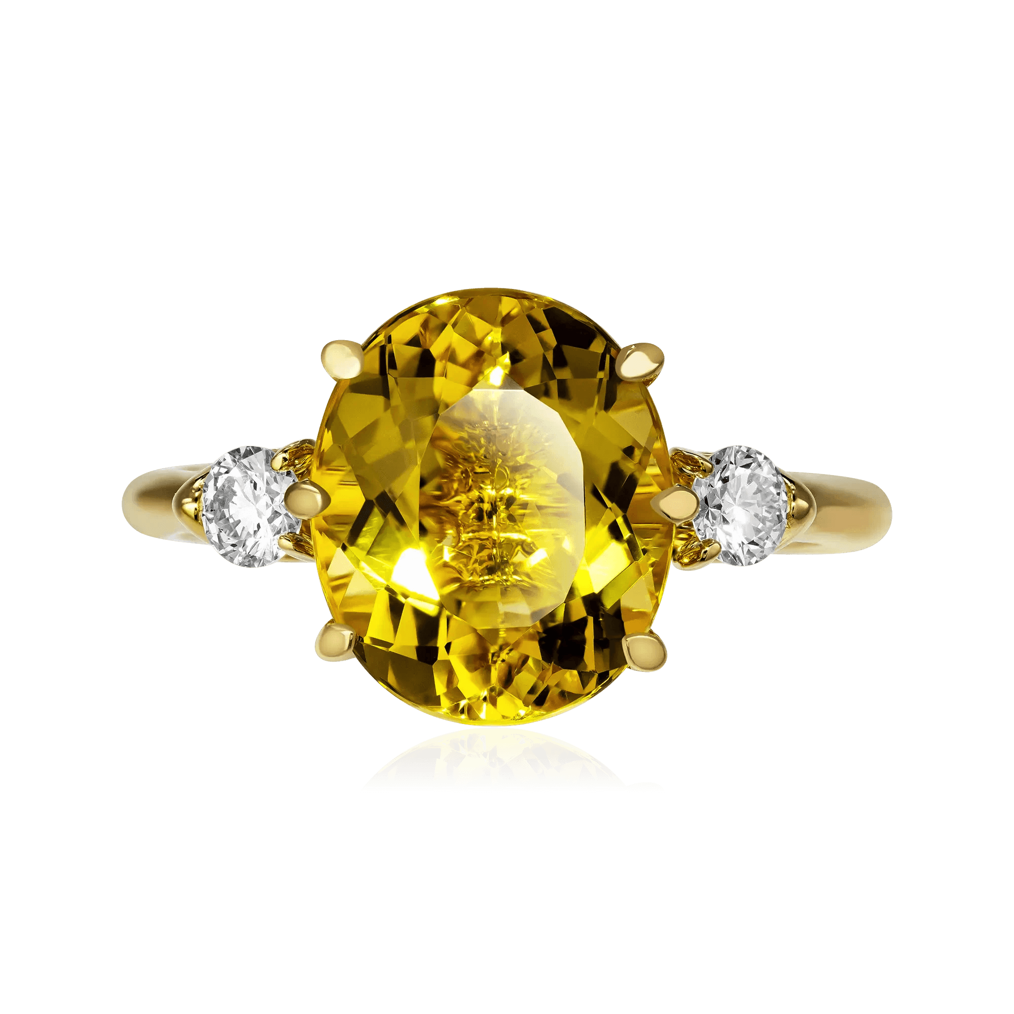 Кольцо с бриллиантами, гелиодором из желтого золота 750 пробы, фото № 2