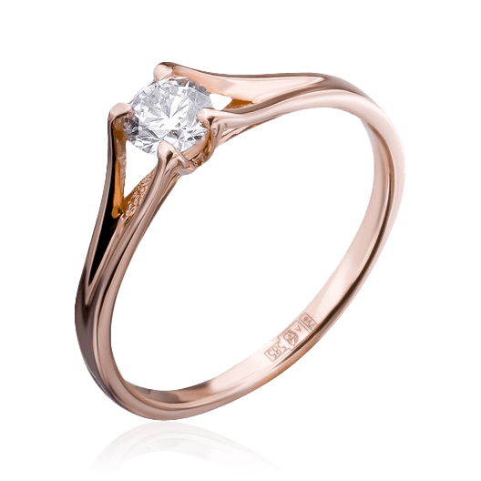 Кольцо с 1 бриллиантом из красного золота 585, фото № 1