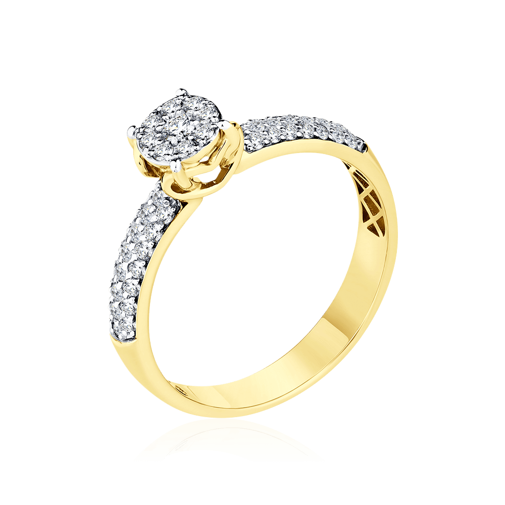 Кольцо с бриллиантами из желтого золота 585 пробы (арт. 103498)