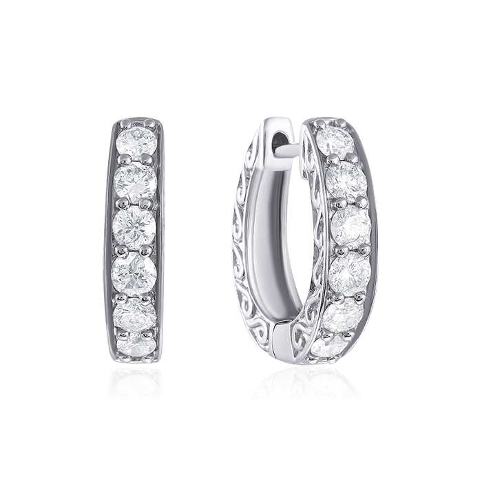 Серьги с бриллиантами из белого золота 585 пробы, фото № 1