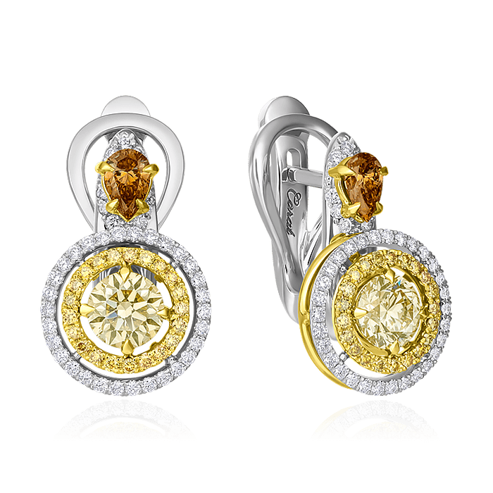 Серьги с бриллиантами из белого золота 750 пробы, фото № 1