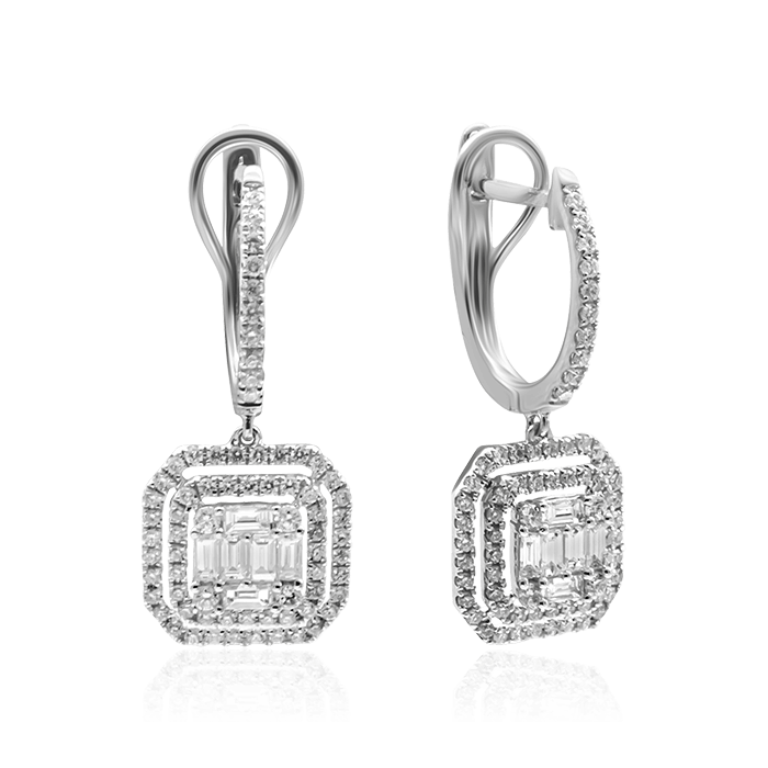 Серьги с бриллиантами из белого золота 585 пробы, фото № 1