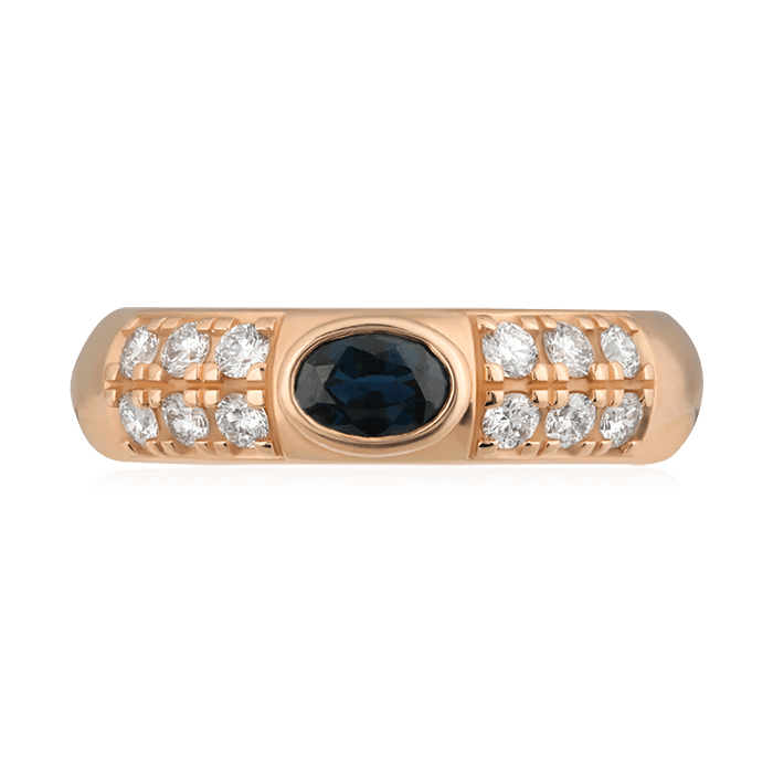 Кольцо с сапфиром, бриллиантами из красного золота 585 пробы, фото № 2