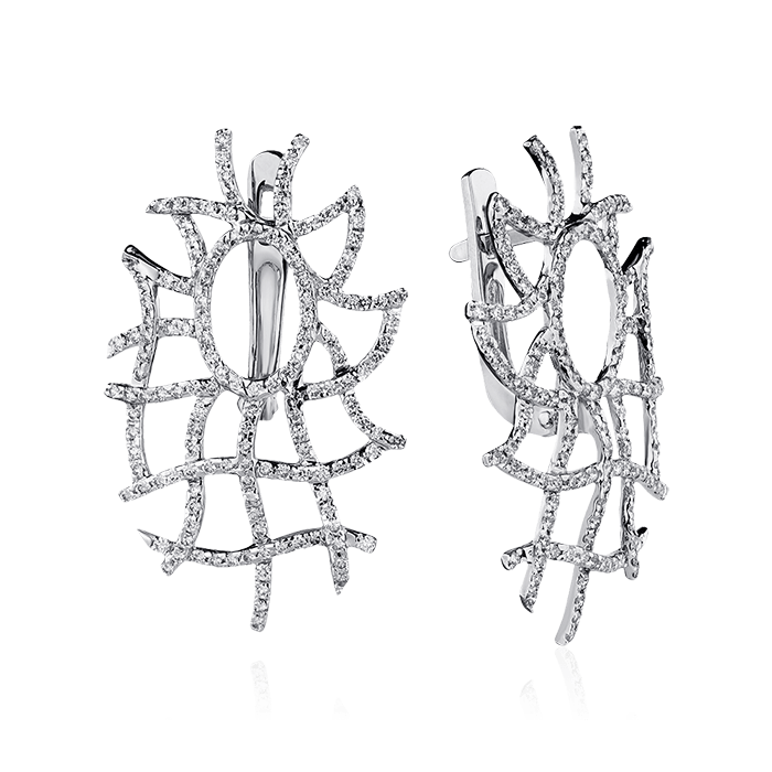 Серьги с бриллиантами из белого золота 585 пробы (арт. 75000)