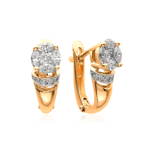 Серьги с бриллиантами из красного золота 585 пробы (арт. 30898)