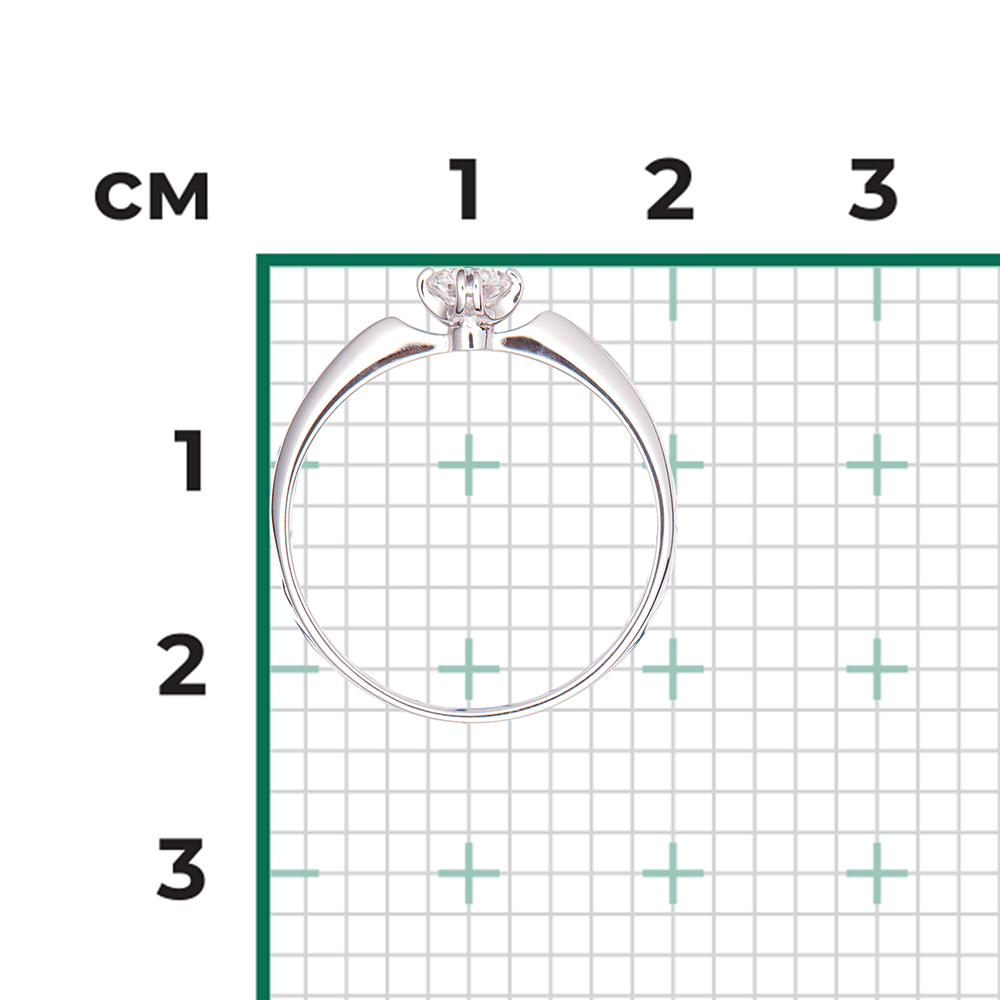Кольцо с 1 бриллиантом из белого золота 585, фото № 3