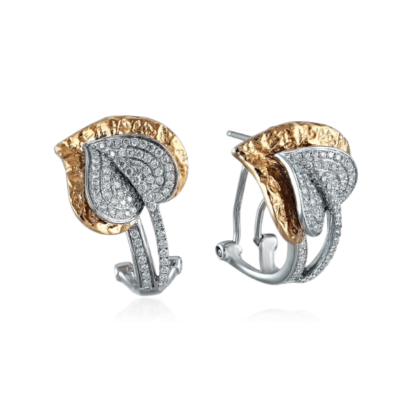 Серьги с бриллиантами из комбинированного золота 585 пробы (арт. 133743)