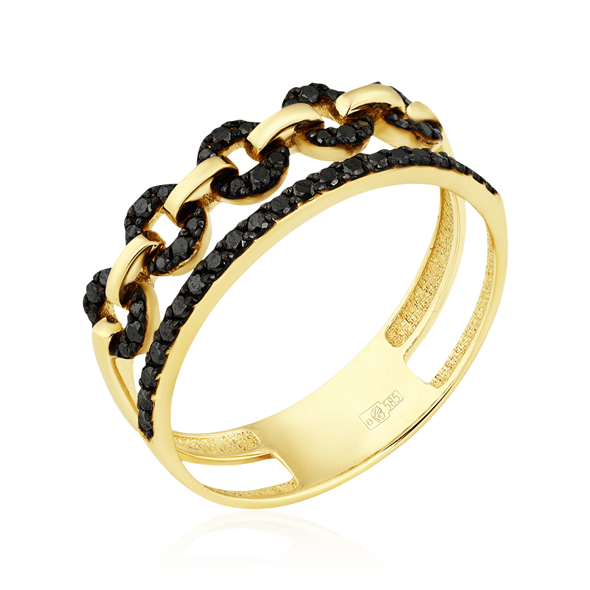Кольцо с бриллиантами из желтого золота 585 пробы (арт. 95219)