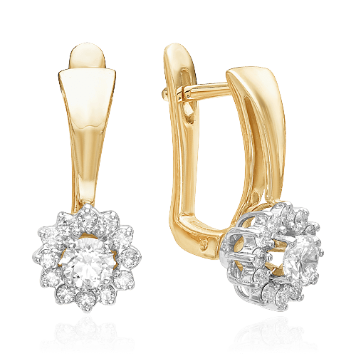 Серьги с бриллиантами из красного золота 585 пробы (арт. 84370)