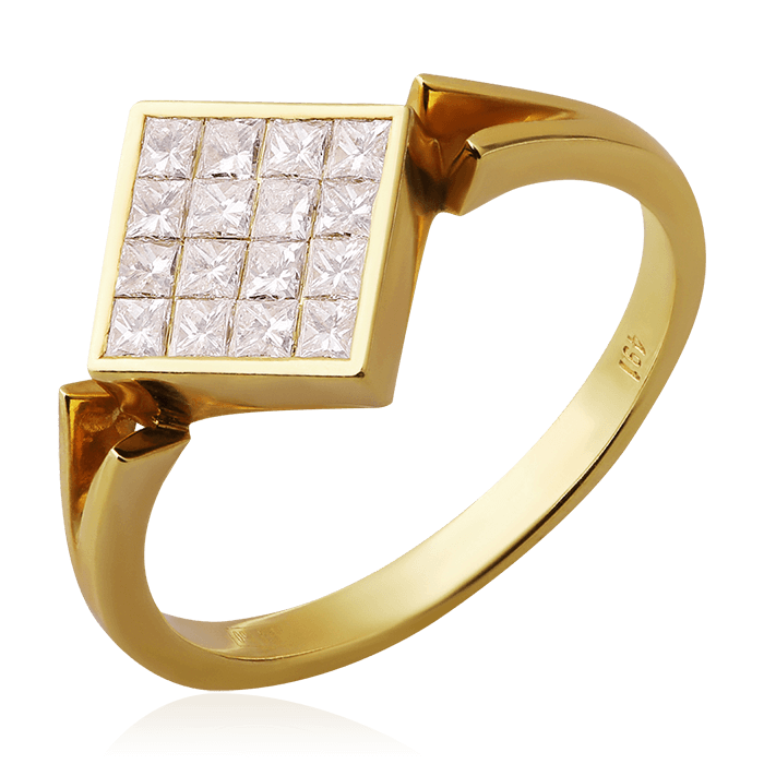 Кольцо с бриллиантами из желтого золота 750 (арт. 75525)