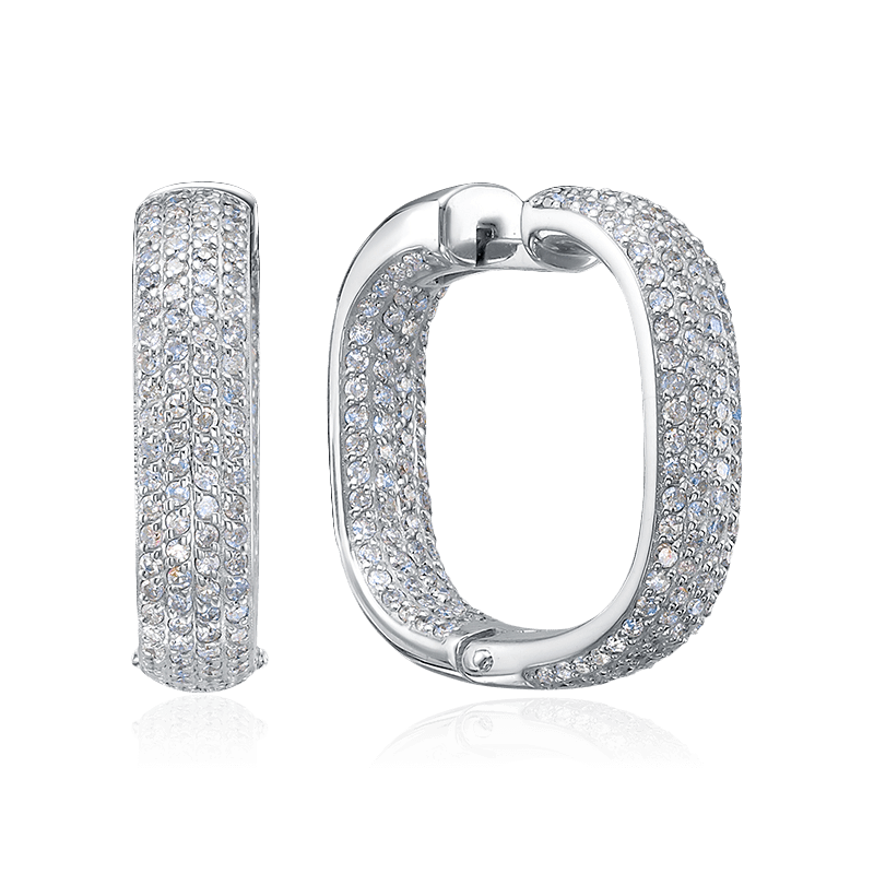 Серьги с бриллиантами из белого золота 585 пробы, фото № 1