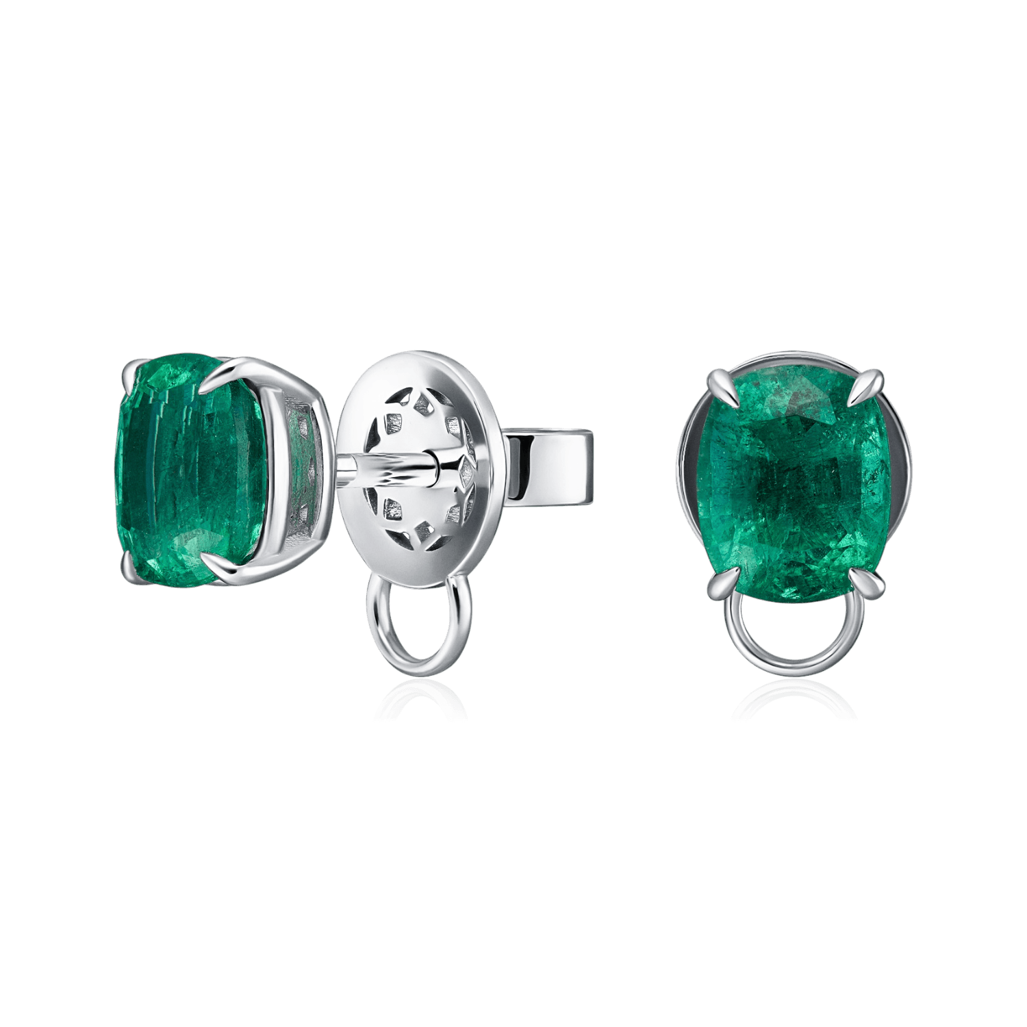 Серьги с изумрудом из белого золота 585 пробы (арт. 133938)