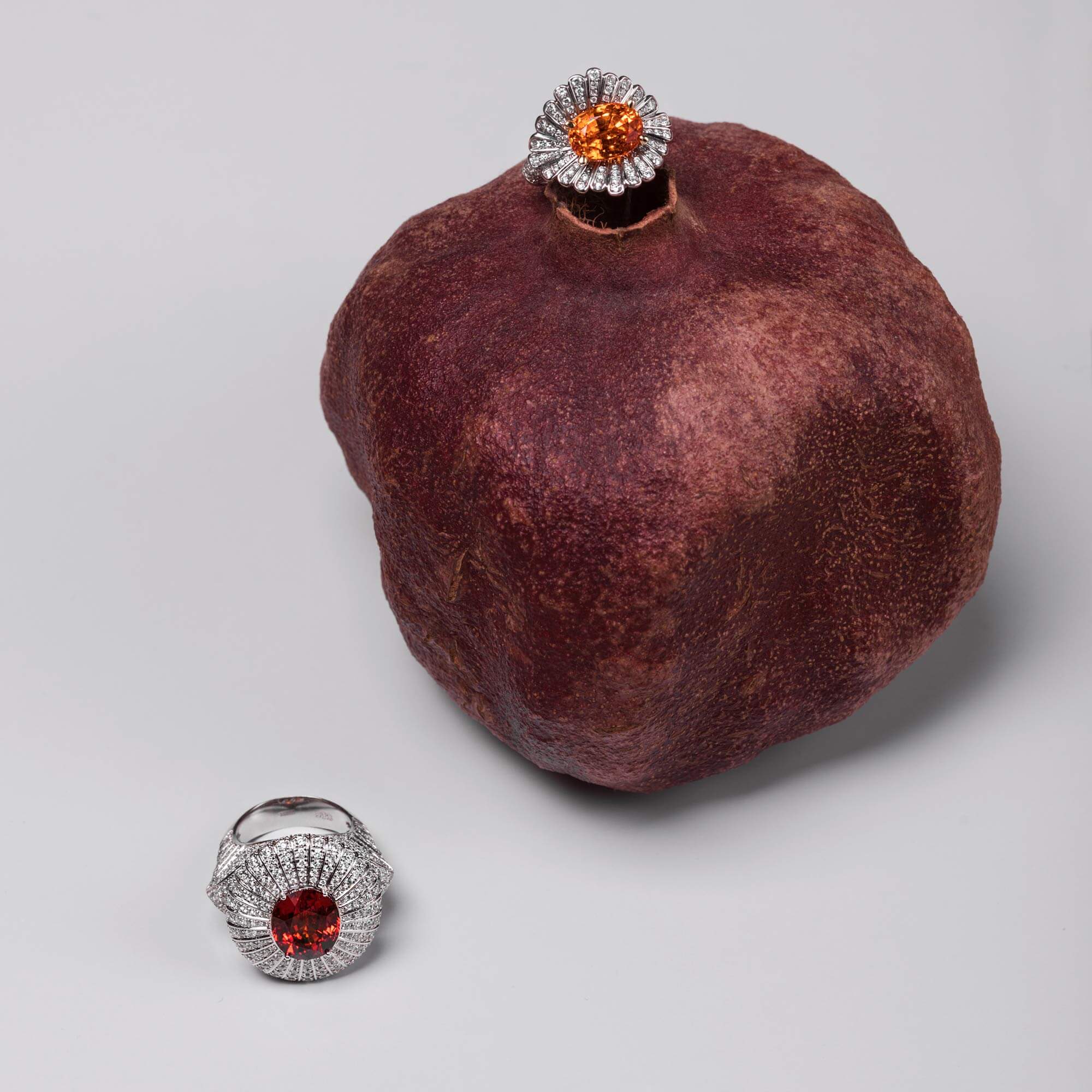 Кольцо со спессартином, бриллиантами из белого золота 750 пробы, фото № 4