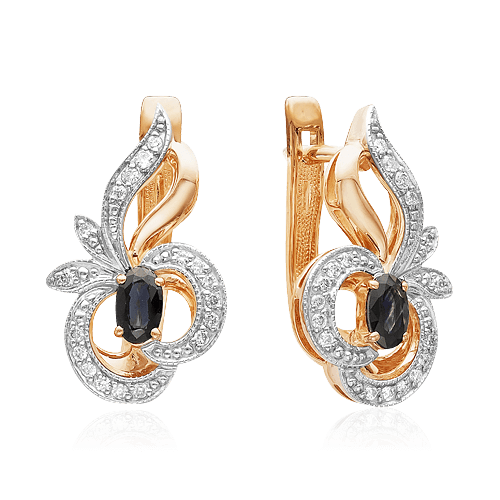 

Серьги с сапфиром, бриллиантами из красного золота 585 пробы