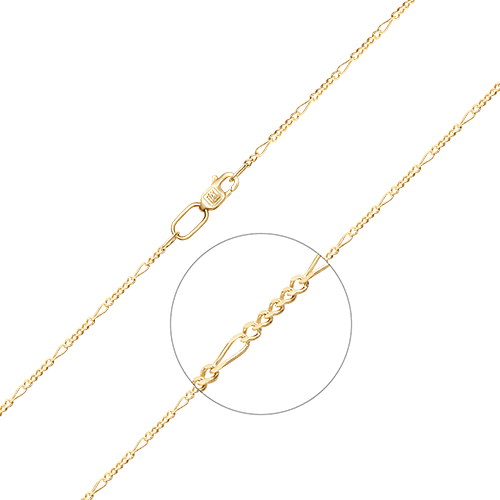 Цепь плетение фигаро из желтого золота 585 пробы, фото № 1