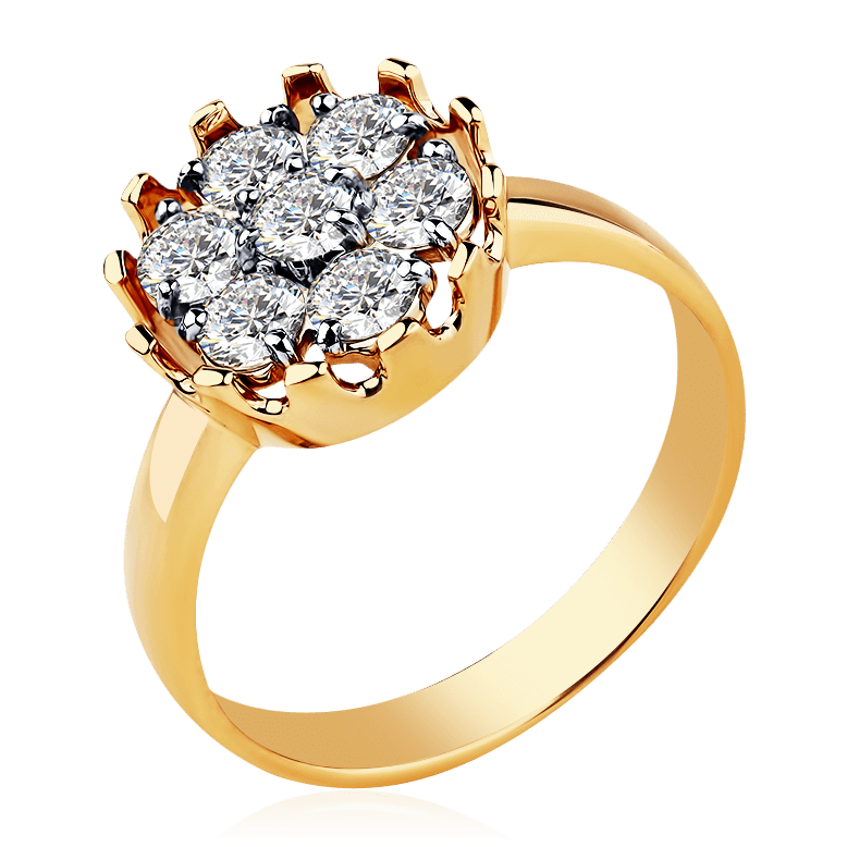 Кольцо с бриллиантами из желтого золота 585 пробы (арт. 91970)