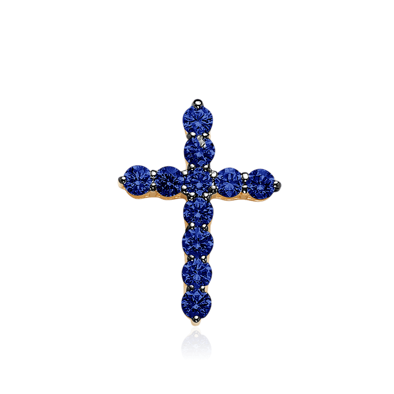 Крест с сапфиром из красного золота 585 пробы (арт. 129503)