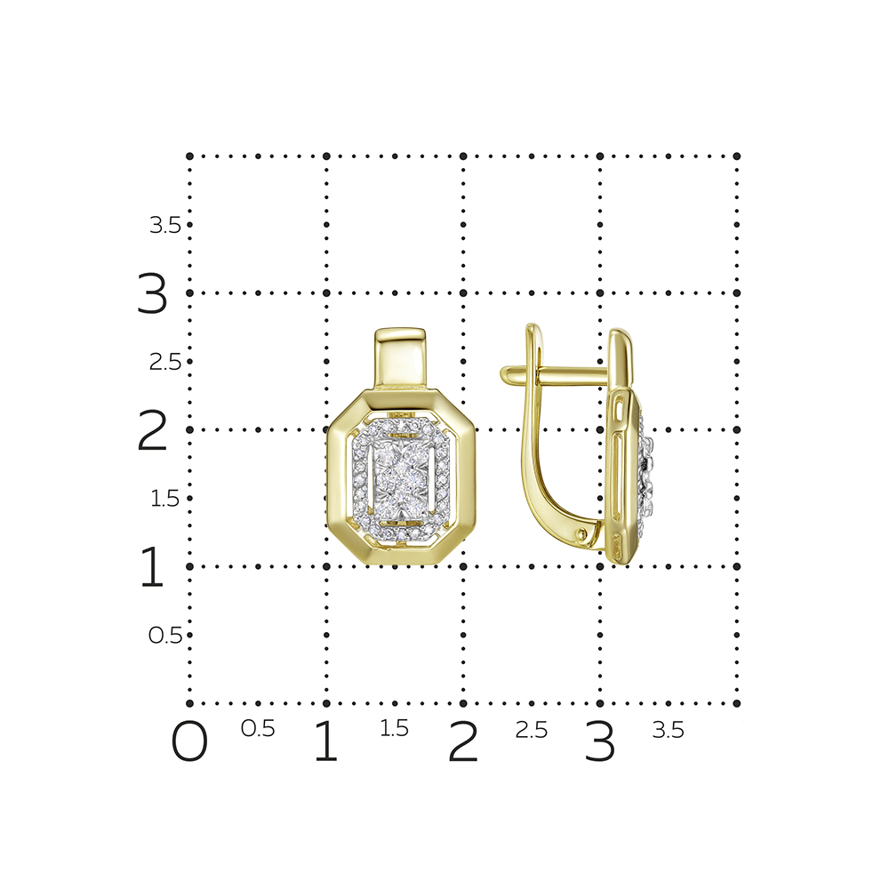 Серьги с бриллиантами из желтого золота 585 пробы, фото № 3