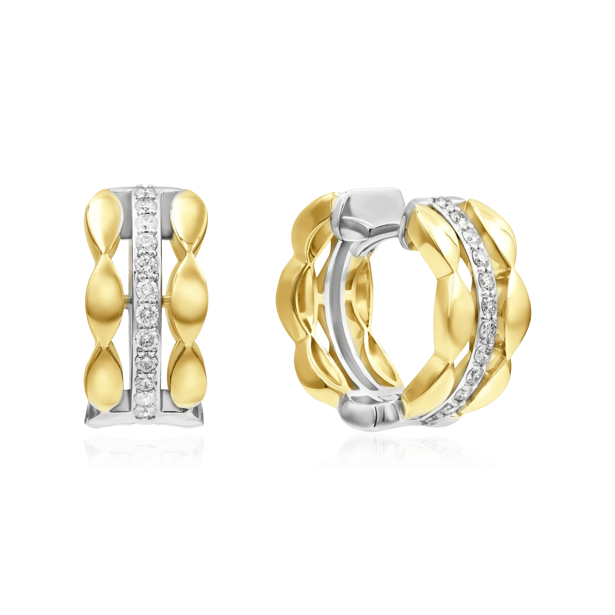 Серьги с бриллиантами из желтого золота 585 пробы (арт. 120447)