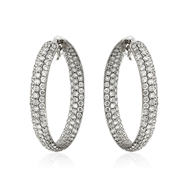 Серьги конго с бриллиантами из белого золота 750 пробы (арт. 25961)