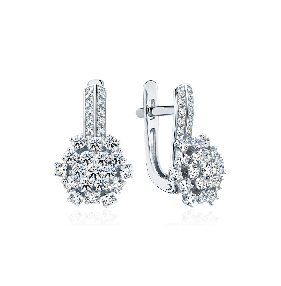 Серьги с бриллиантами из белого золота 585 пробы (арт. 128564)