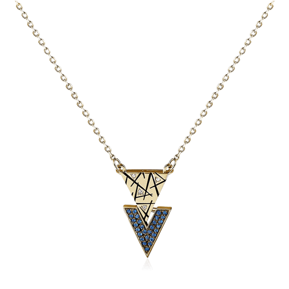 Колье с топазом, бриллиантами из желтого золота 585 пробы, фото № 1
