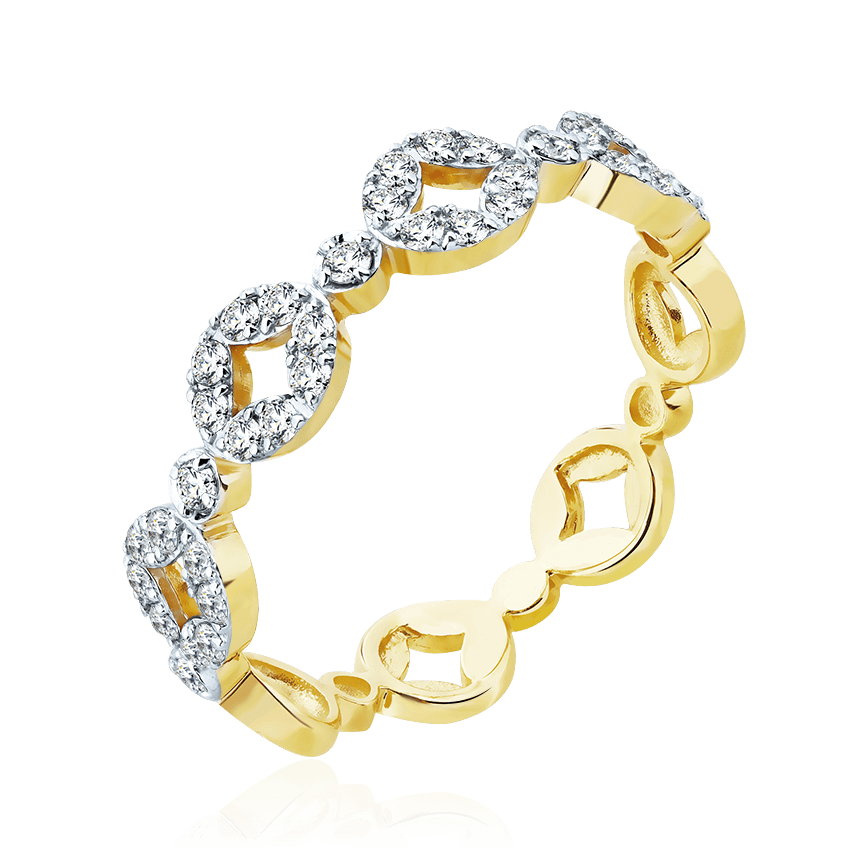 Кольцо с бриллиантами из желтого золота 585 пробы (арт. 103473)