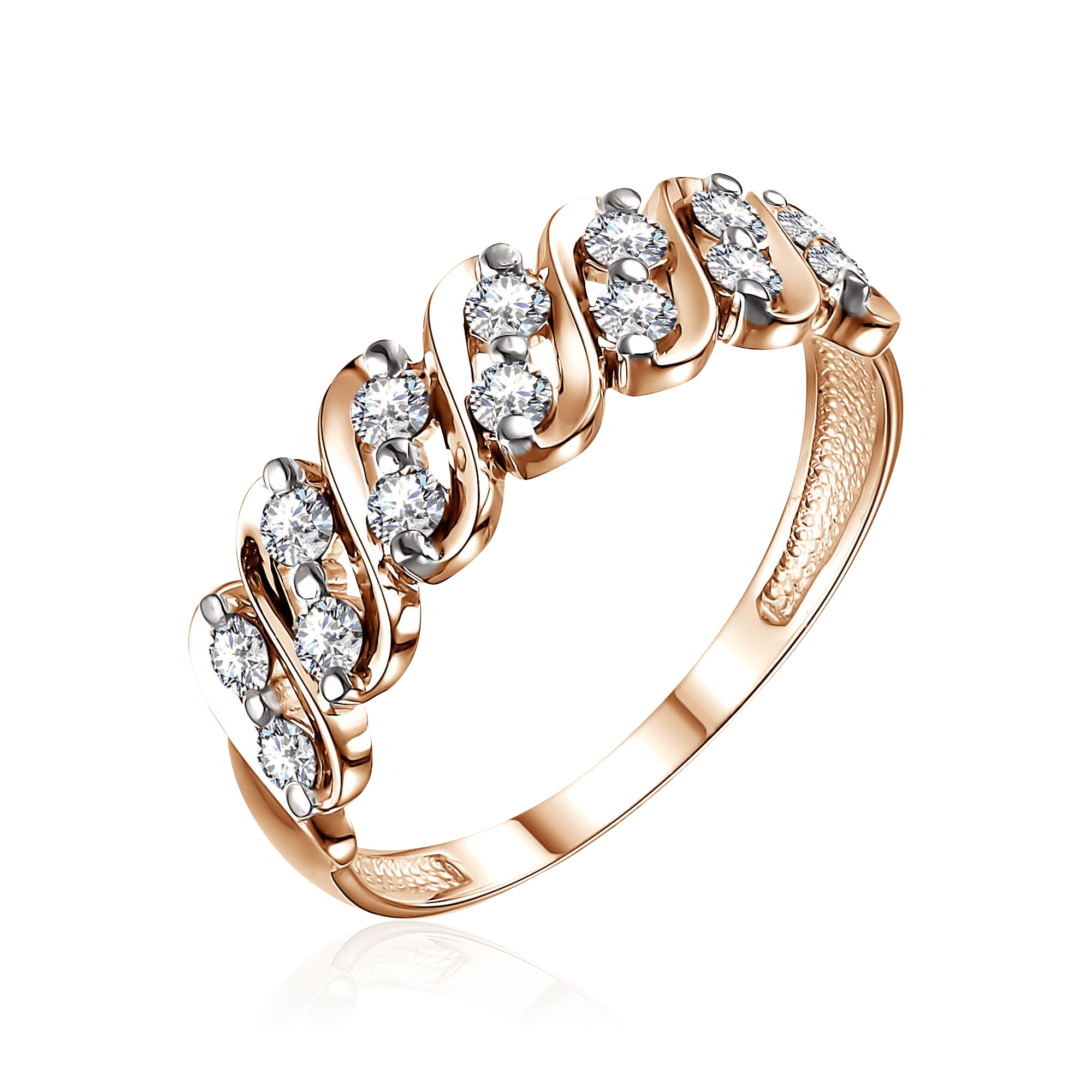 Кольцо с бриллиантами из красного золота 585 пробы, фото № 1
