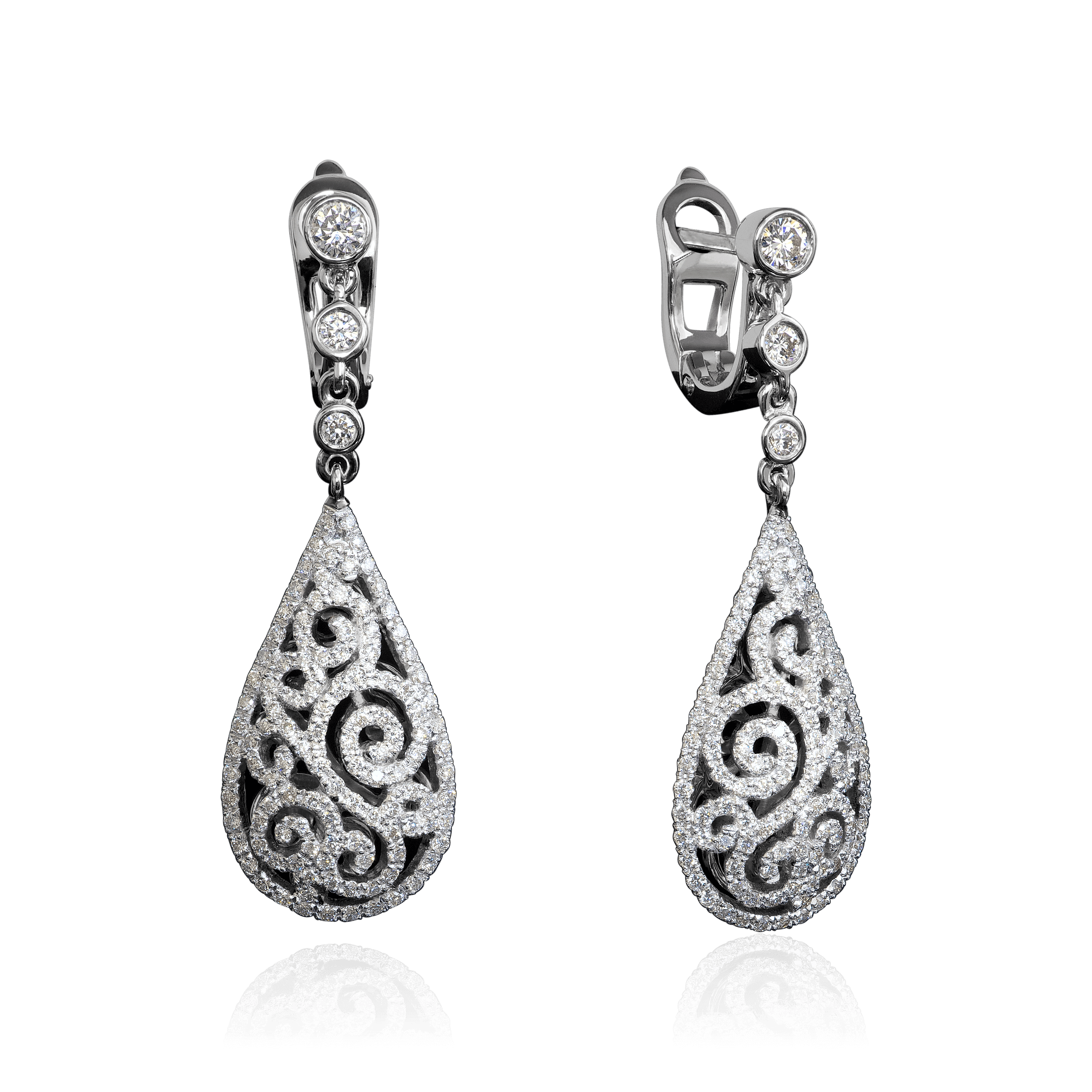 Серьги с бриллиантами из белого золота 750 пробы, фото № 1