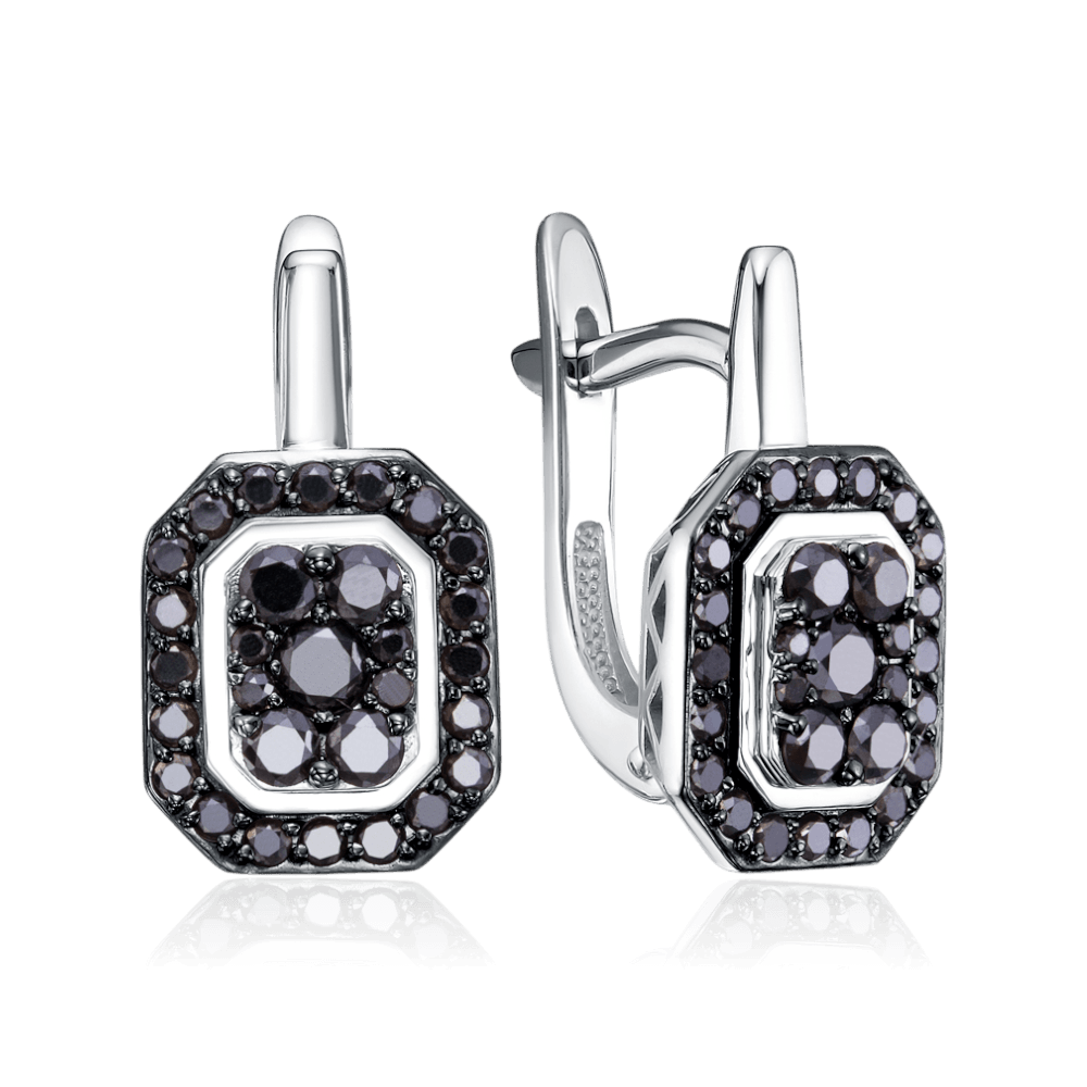 Серьги с бриллиантами из белого золота 585 пробы (арт. 132243)