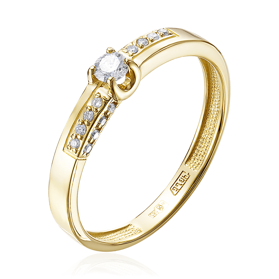 Кольцо с бриллиантами из желтого золота 585 (арт. 85535)